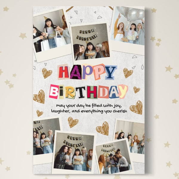 Personalisiertes Leinwandbild mit 7 Geburtstagsbildern " Happy Birthday", PS121