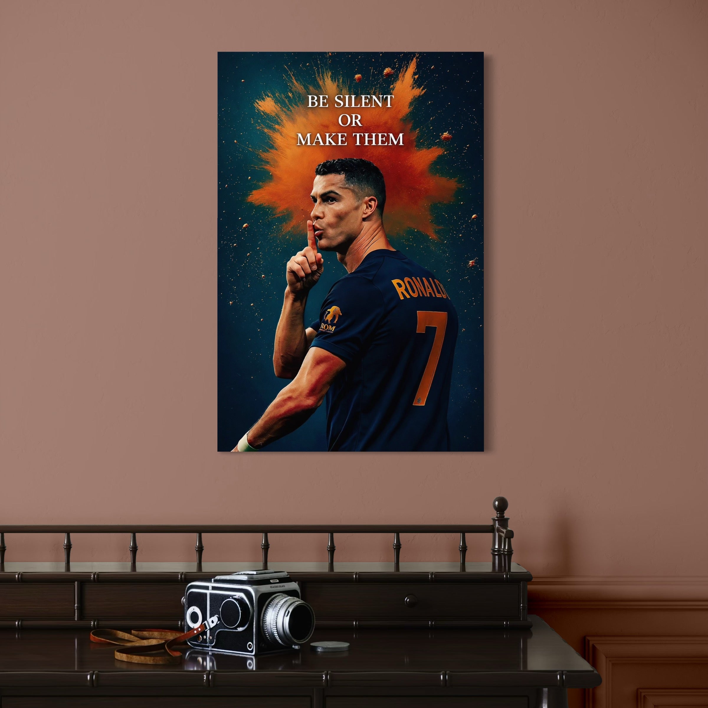 Tablou Canvas Premium, LuxCanva® Q1034, Suprematie Tacuta, Victorie, Ronaldo, Fotbal, Mesaj, Motivational, Succes, Campion, Birou, Dormitor