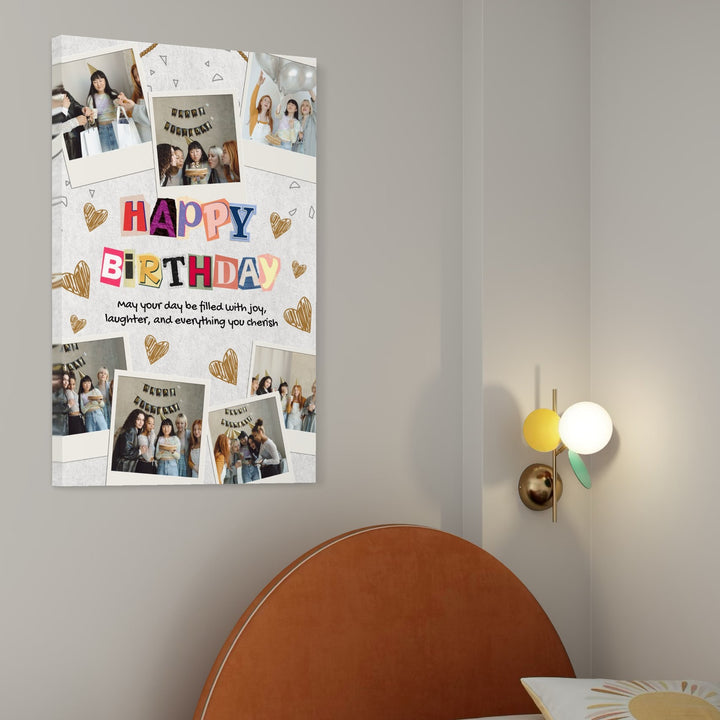 Tablou Canvas Personalizat cu 7 Poze Pentru Aniversari " Happy Birthday", PS121