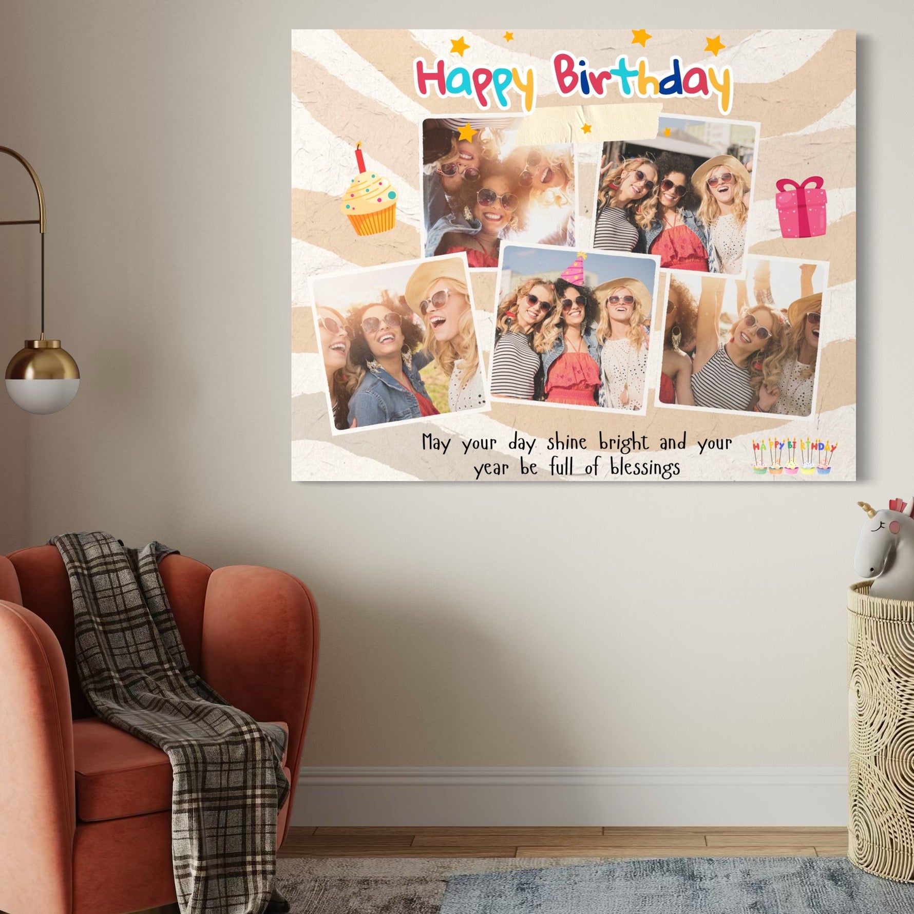 Tablou Canvas Personalizat cu 5 Poze Pentru Aniversari 