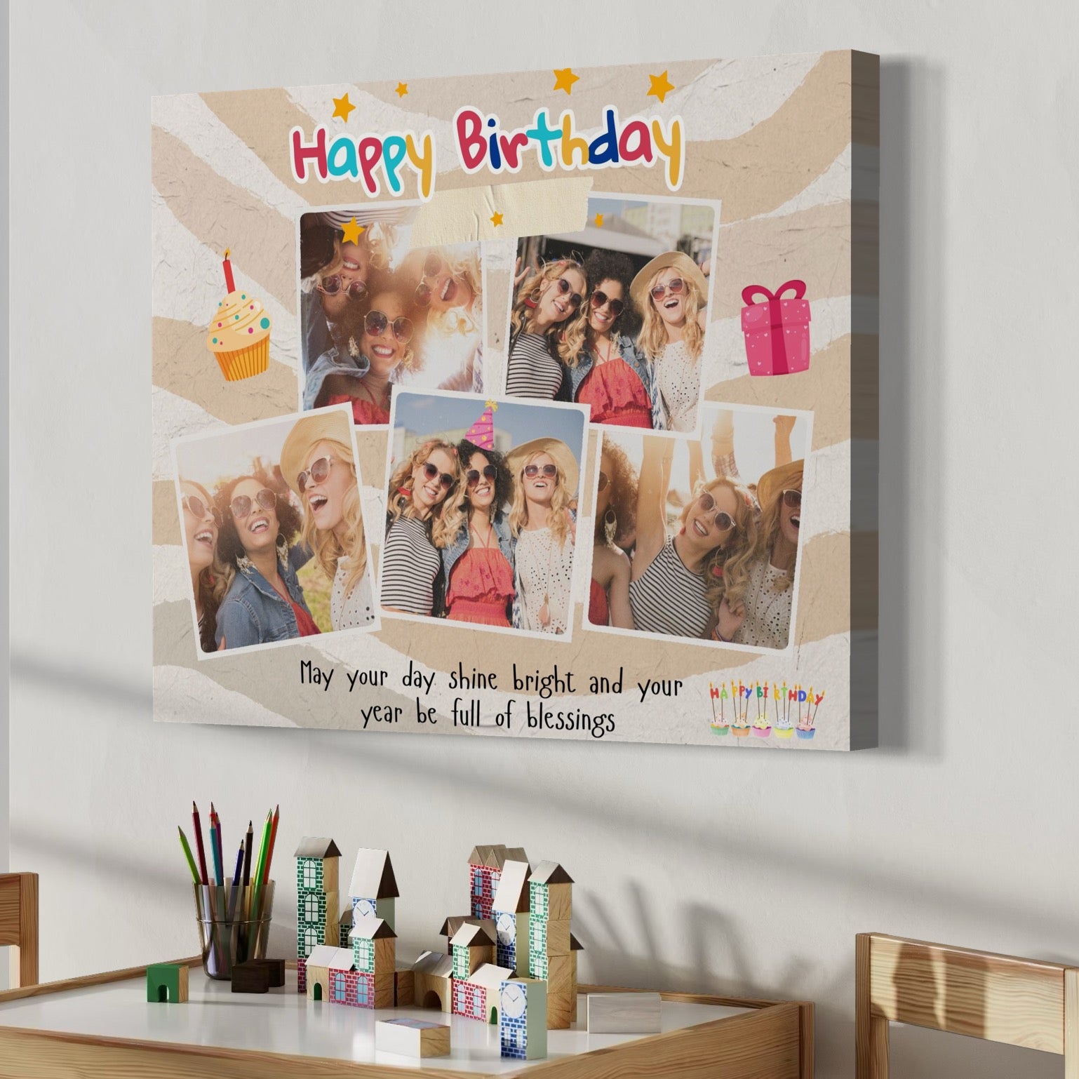 Tablou Canvas Personalizat cu 5 Poze Pentru Aniversari 