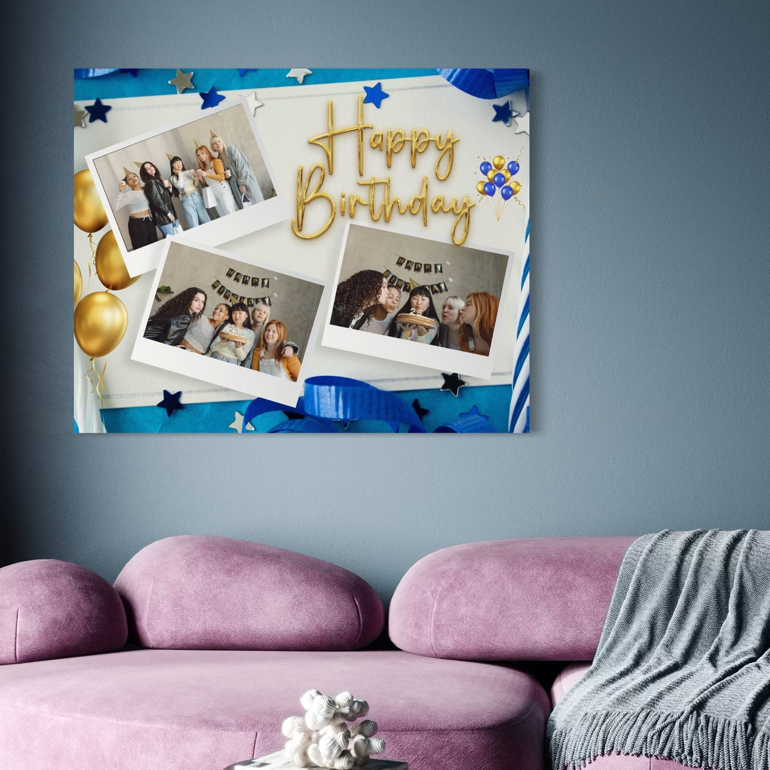 Tablou Canvas Personalizat cu 3 Poze Pentru Aniversari 