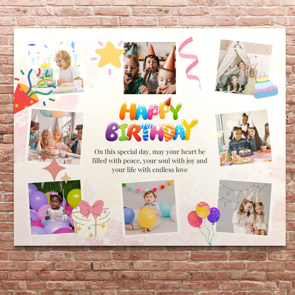 Personalisierte Leinwandbilder mit 8 Fotos für Geburtstage " Happy Birthday", PS124