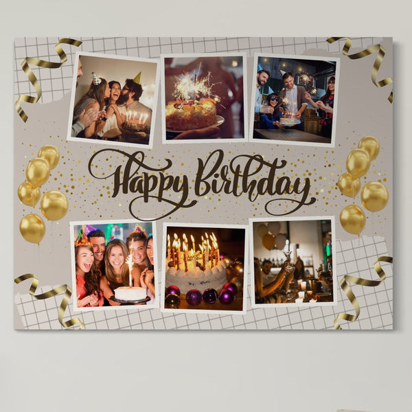 Personalisierte Leinwandbilder mit 6 Fotos für Geburtstage " Happy Birthday", PS125