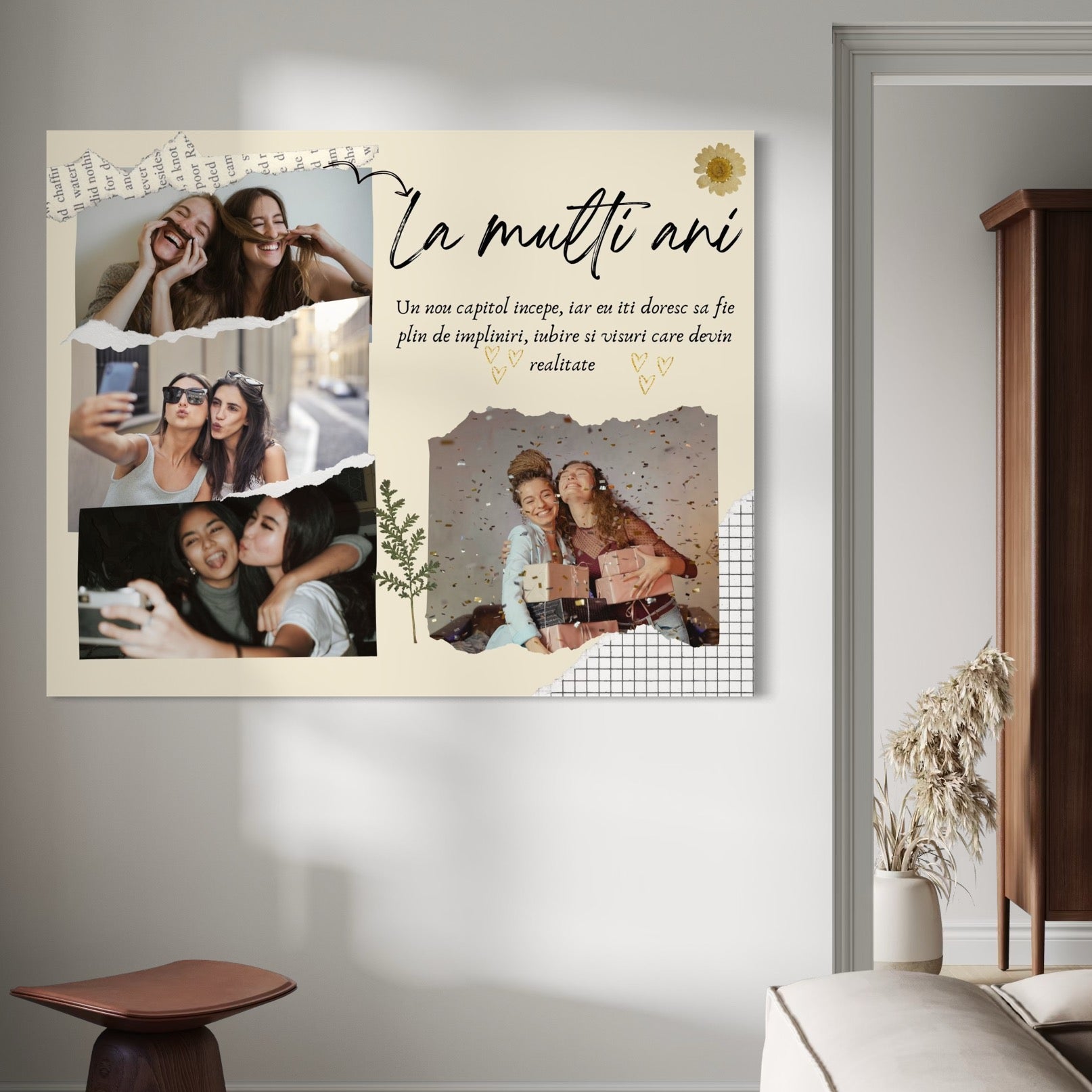 Tablou Canvas Personalizat cu 4 Poze Pentru Aniversari 