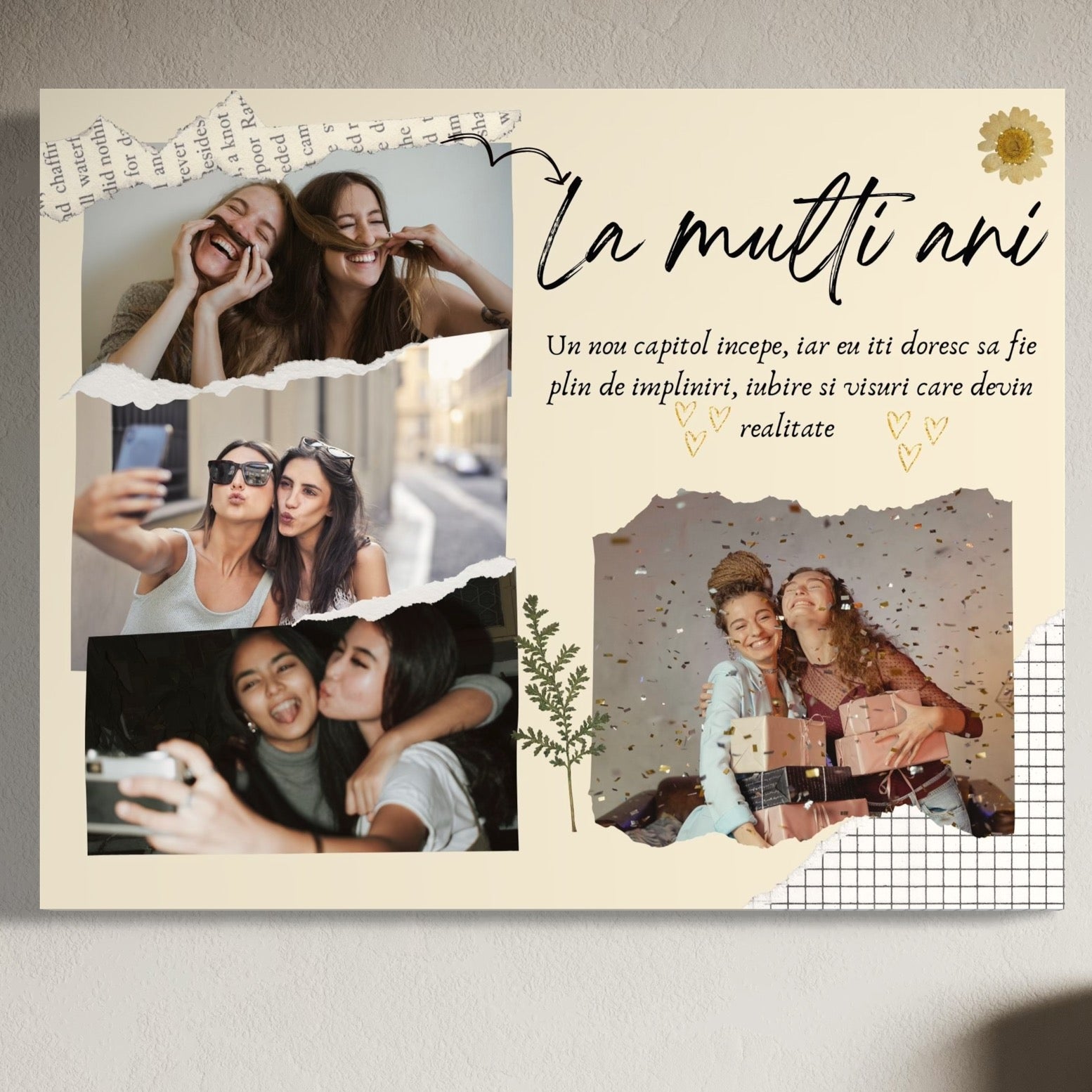 Tablou Canvas Personalizat cu 4 Poze Pentru Aniversari 