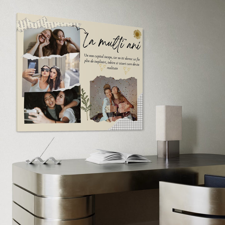 Tablou Canvas Personalizat cu 4 Poze Pentru Aniversari " La Multi Ani", PS127
