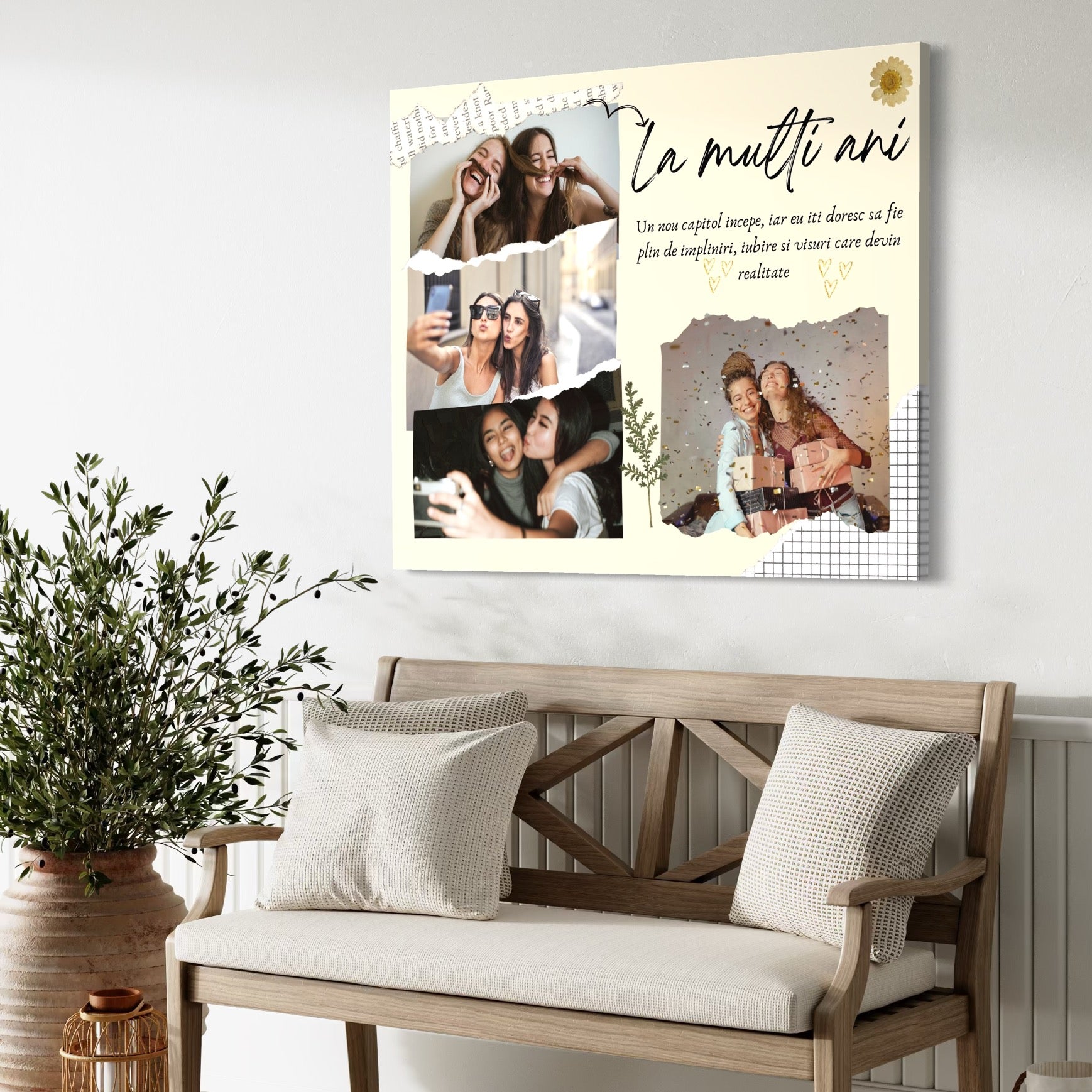 Tablou Canvas Personalizat cu 4 Poze Pentru Aniversari 