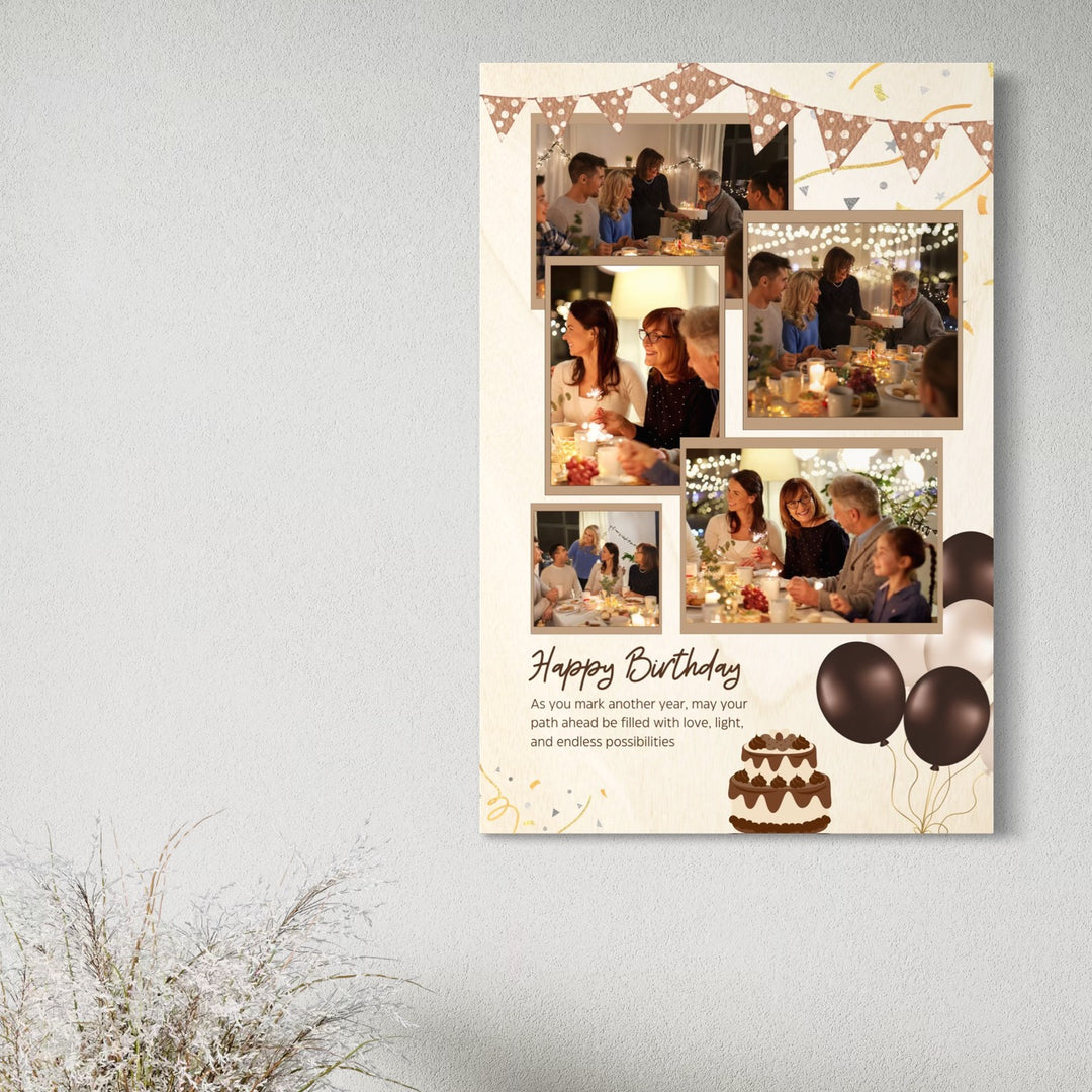 Personalisiertes Leinwandbild mit 5 Geburtstagsbildern " Happy Birthday", PS128