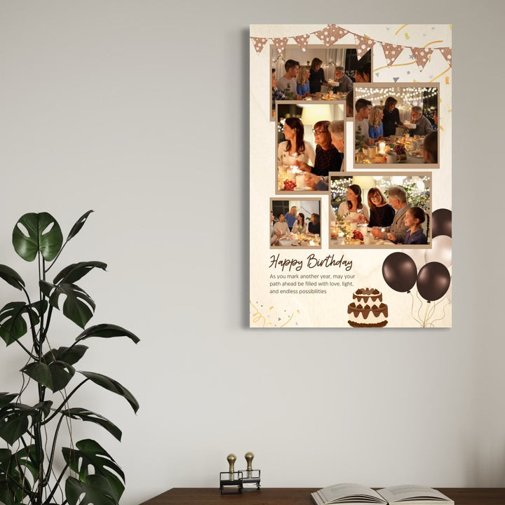 Personalisiertes Leinwandbild mit 5 Geburtstagsbildern " Happy Birthday", PS128