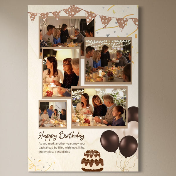 Personalisiertes Leinwandbild mit 5 Geburtstagsbildern " Happy Birthday", PS128