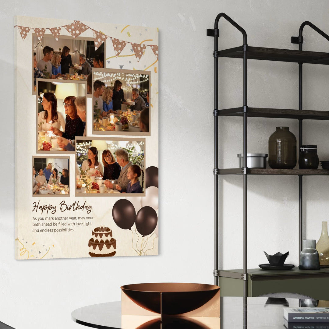 Personalisiertes Leinwandbild mit 5 Geburtstagsbildern " Happy Birthday", PS128