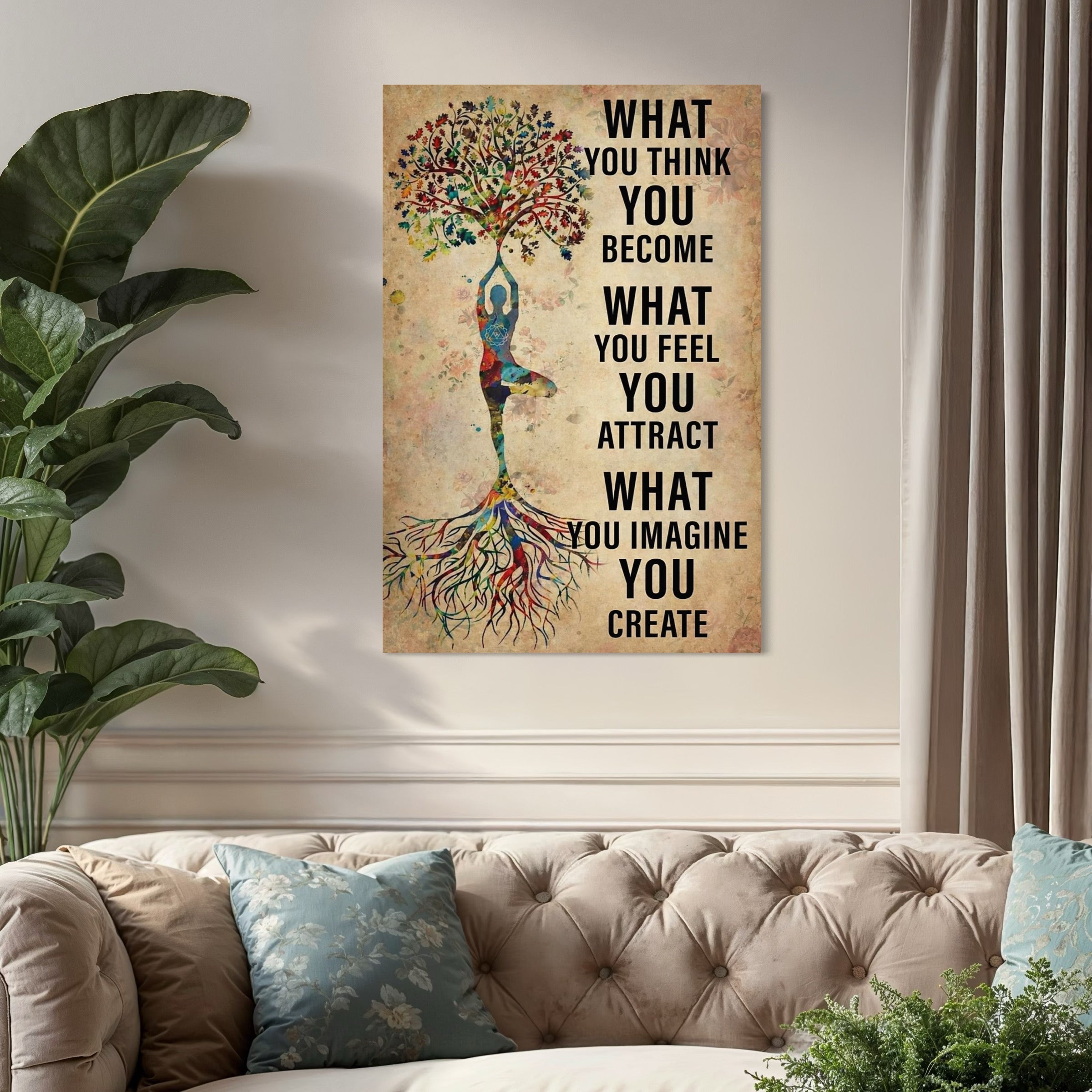 Tablou Canvas Premium, LuxCanva® Q1041, Armonia Sinelui, Energie, Echilibru, Yoga, Ambitie, Pace, Motivatie, Manifestare, Birou, Dormitor