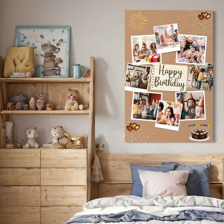 Tablou Canvas Personalizat cu 8 Poze Pentru Aniversari " Happy Birthday", PS130