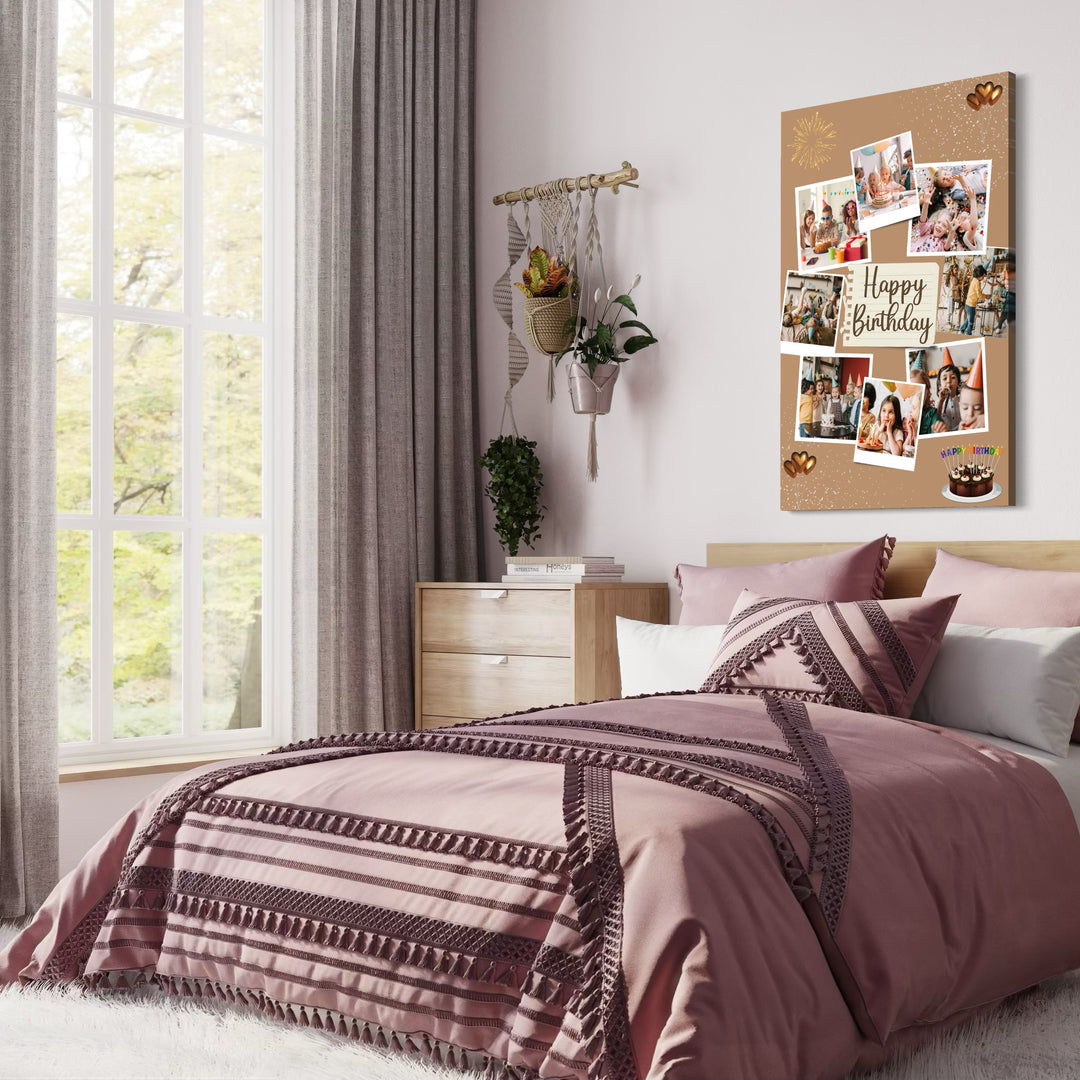 Tablou Canvas Personalizat cu 8 Poze Pentru Aniversari " Happy Birthday", PS130
