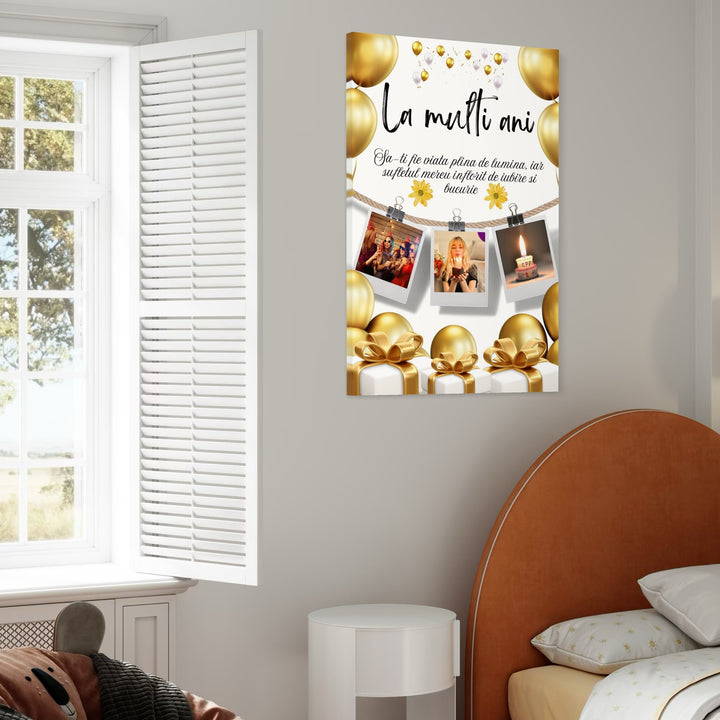 Personalisierte Leinwand Leinwand Wandbild mit 3 Bilder für Geburtstag "Happy Birthday", PS131