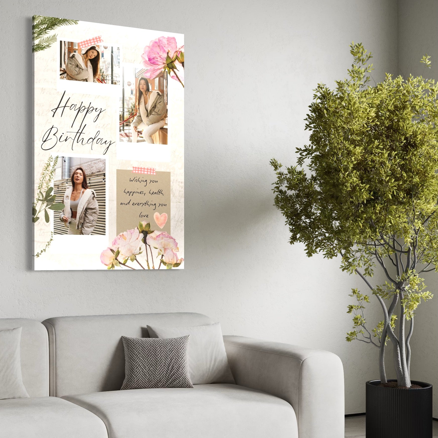 Tablou Canvas Personalizat cu 3 Poze Pentru Aniversari 