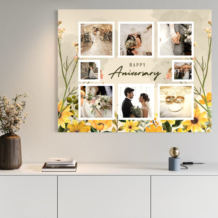 Tablou Canvas Personalizat cu 8 Poze Pentru Aniversari " Happy Aniversary", PS134