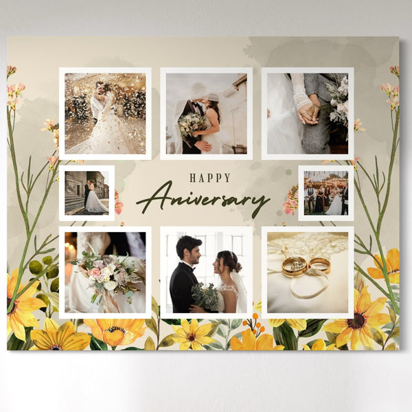 Tablou Canvas Personalizat cu 8 Poze Pentru Aniversari " Happy Aniversary", PS134