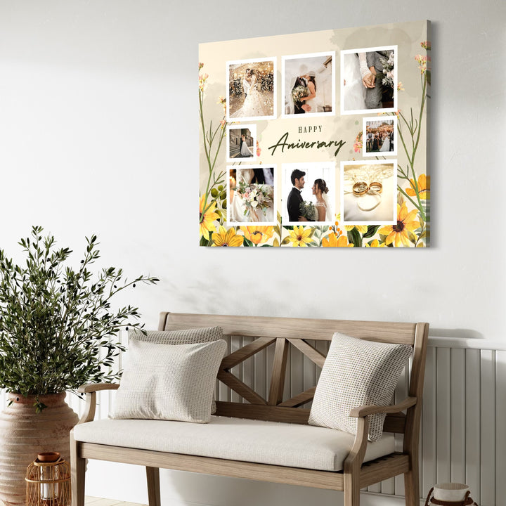 Tablou Canvas Personalizat cu 8 Poze Pentru Aniversari " Happy Aniversary", PS134