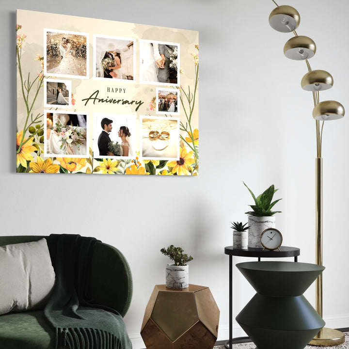 Tablou Canvas Personalizat cu 8 Poze Pentru Aniversari " Happy Aniversary", PS134