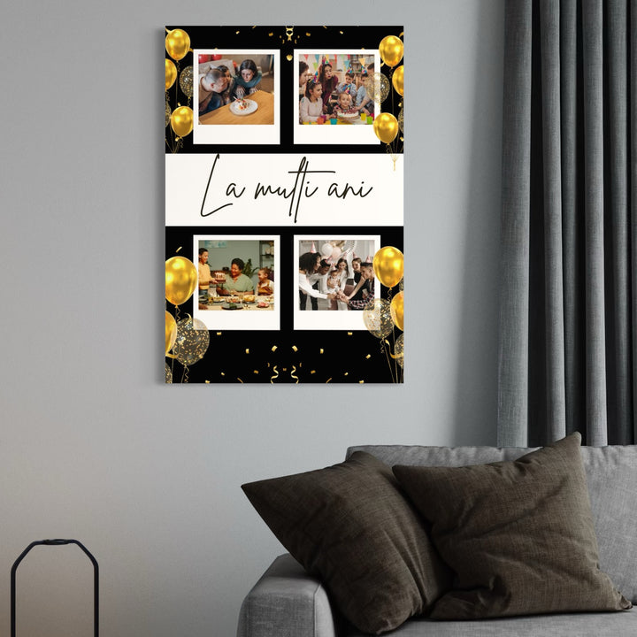 Tablou Canvas Personalizat cu 4 Poze Pentru Aniversari " La multi Ani", PS135