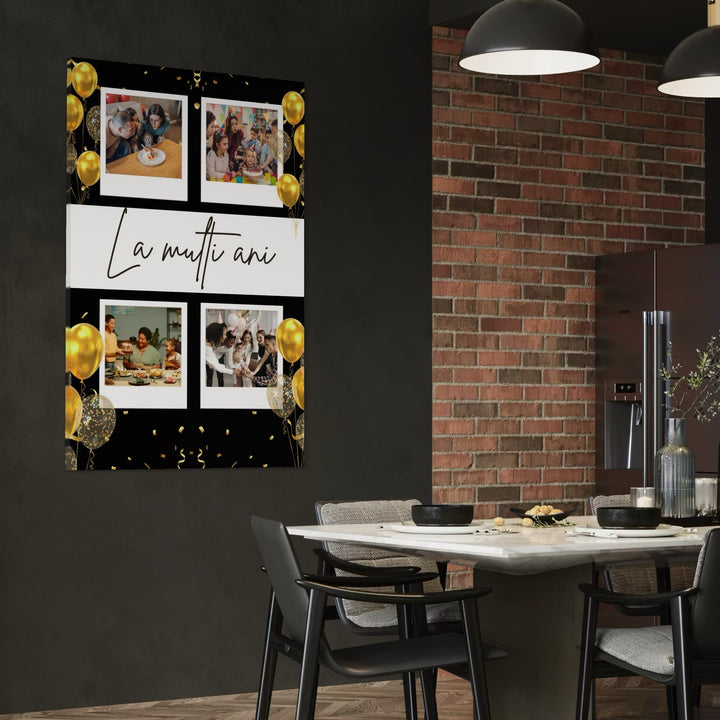 Tablou Canvas Personalizat cu 4 Poze Pentru Aniversari " La multi Ani", PS135
