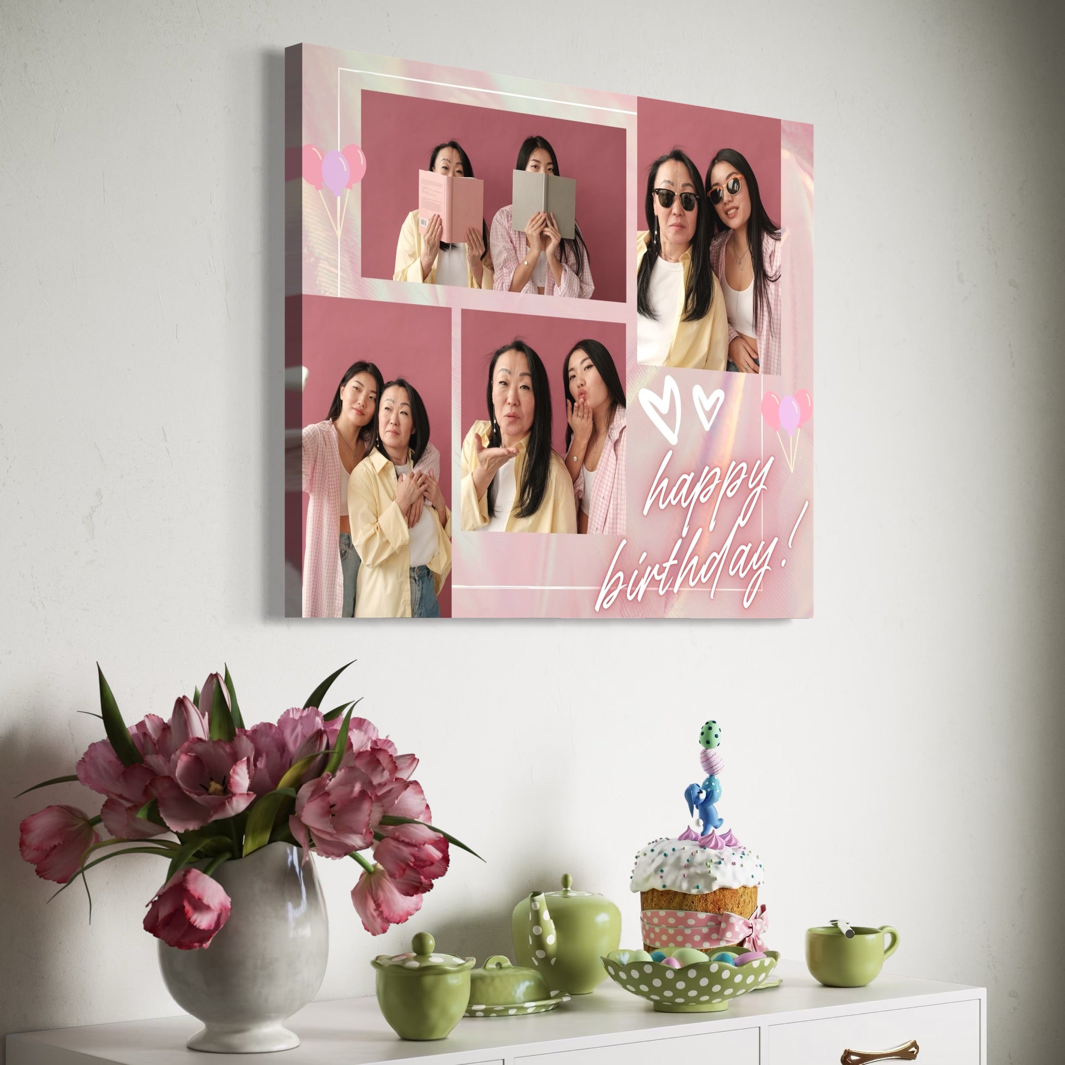 Tablou Canvas Personalizat cu 4 Poze Pentru Aniversari 