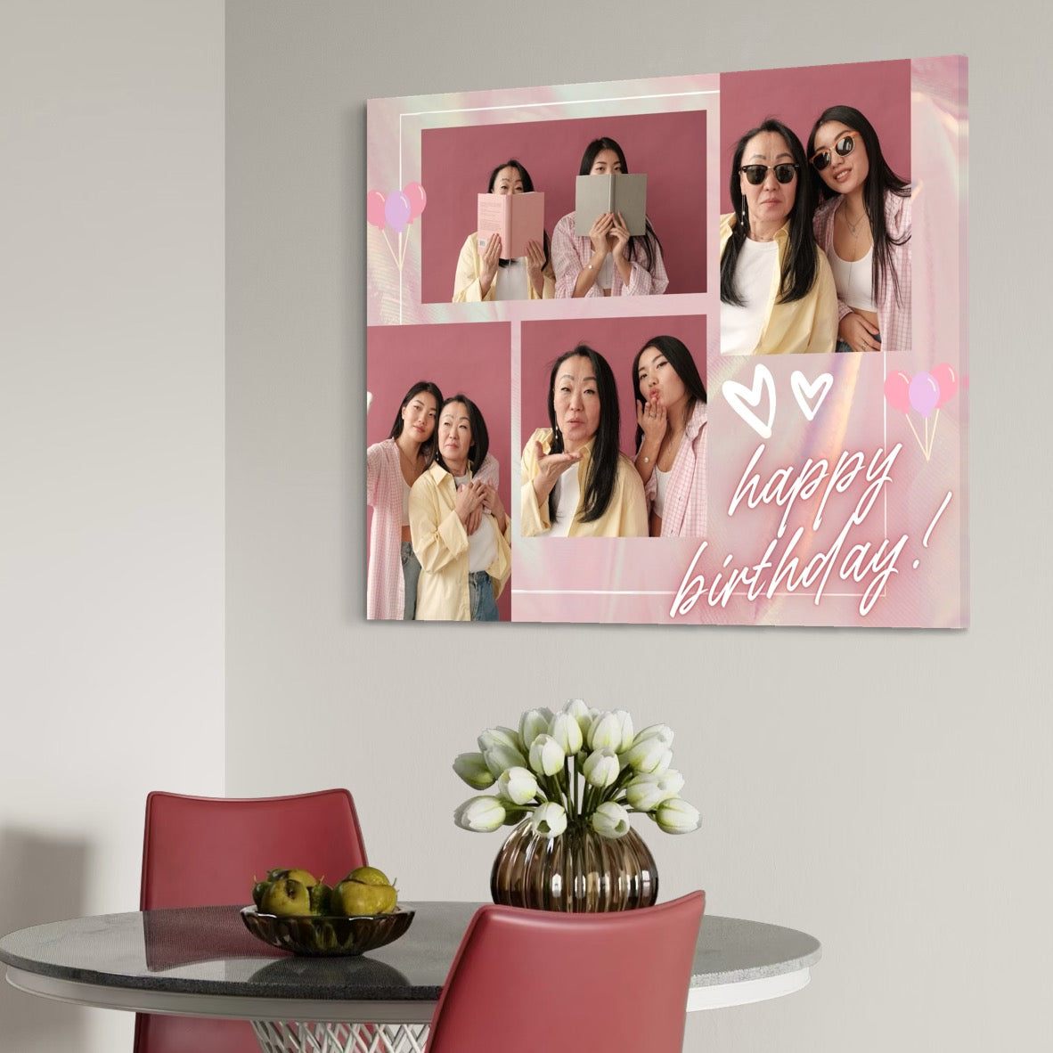 Tablou Canvas Personalizat cu 4 Poze Pentru Aniversari 