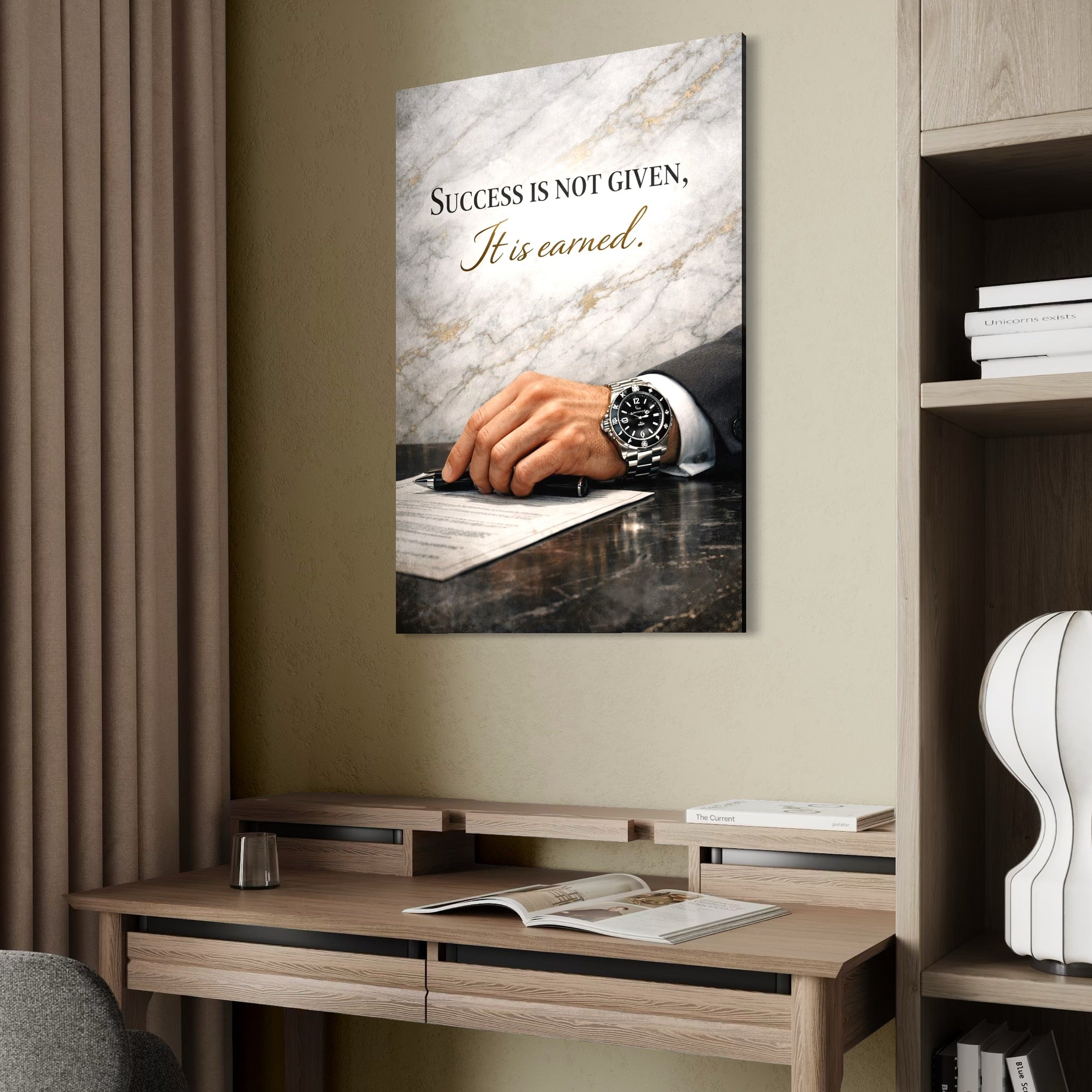 Tablou Canvas Premium, LuxCanva® Q1046, Pretul Succesului, Barbatesc, Lider, Business, Eleganta, Succes, Afaceri, Munca, Motivatie, Birou, Dormitor