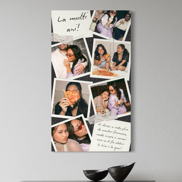 Personalisierte Leinwand Wandbilder mit 6 Fotos für Geburtstage "Happy Birthday", PS137