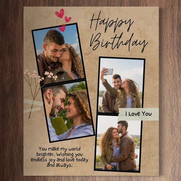 Personalisiertes Leinwandbild mit 4 Geburtstagsbildern " Happy Birthday", PS138