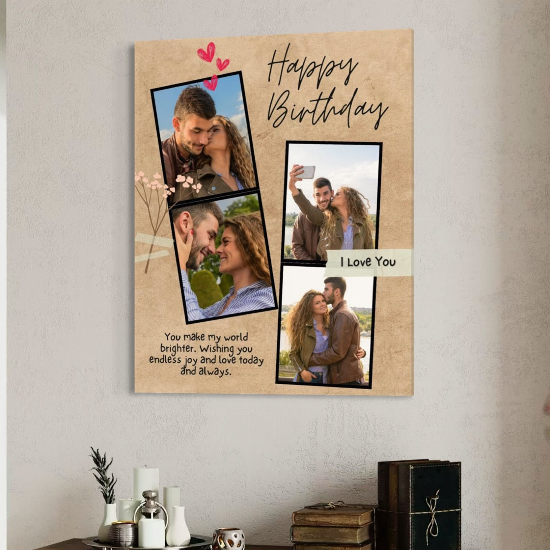 Tablou Canvas Personalizat cu 4 Poze Pentru Aniversari 