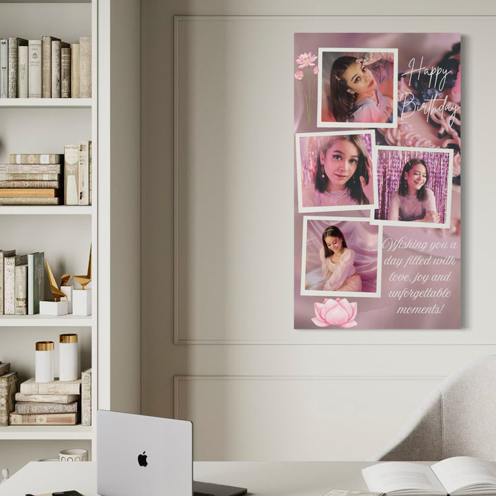 Tablou Canvas Personalizat cu 4 Poze Pentru Aniversari " Happy Birthday", PS139