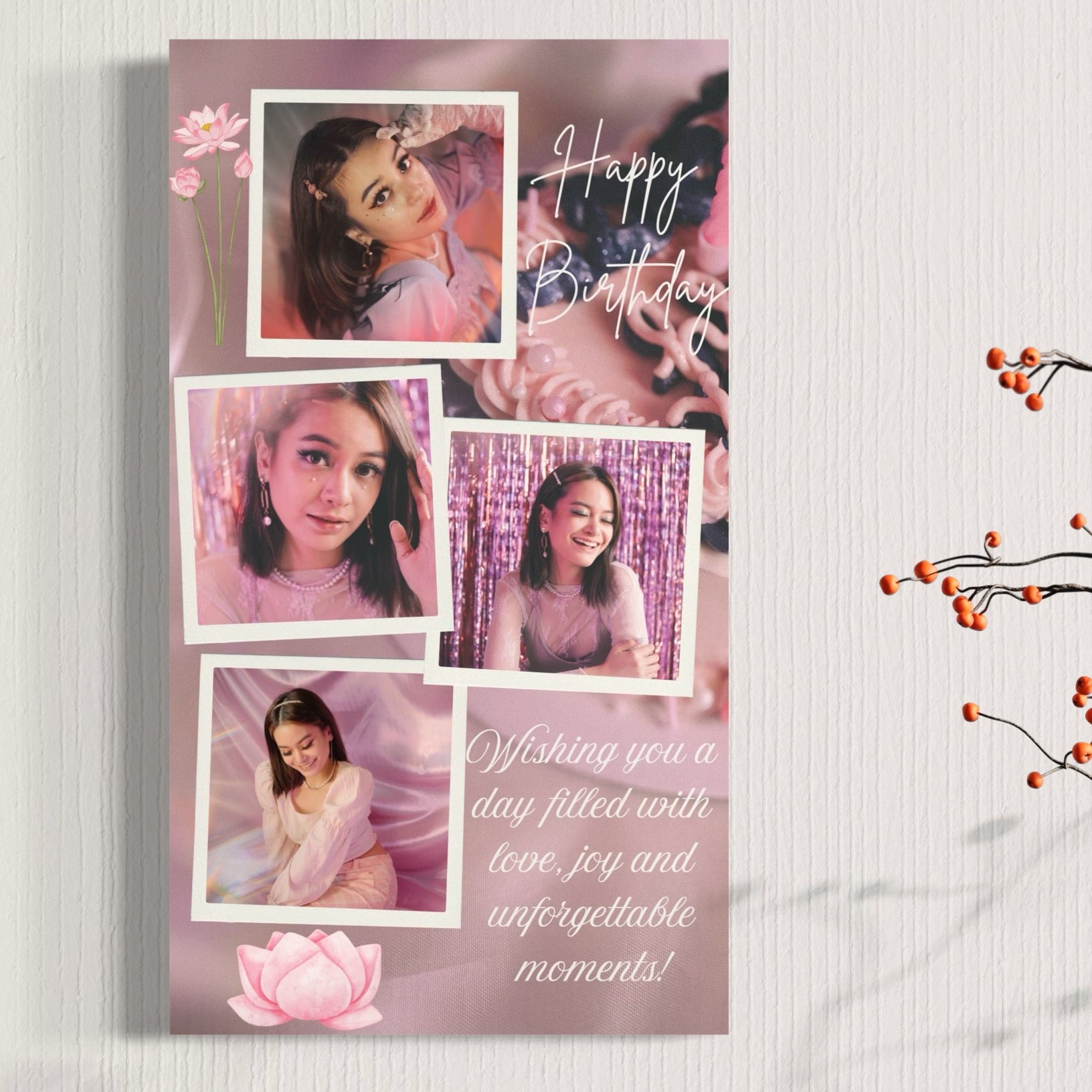 Tablou Canvas Personalizat cu 4 Poze Pentru Aniversari 