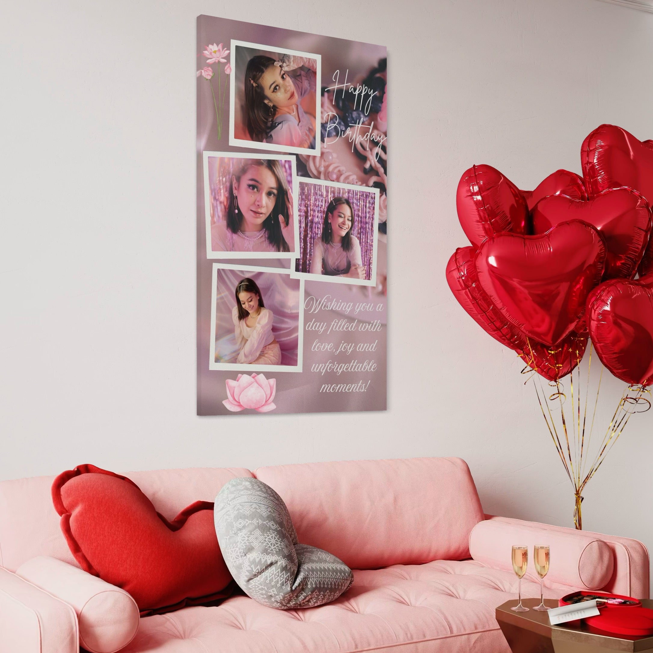 Tablou Canvas Personalizat cu 4 Poze Pentru Aniversari 