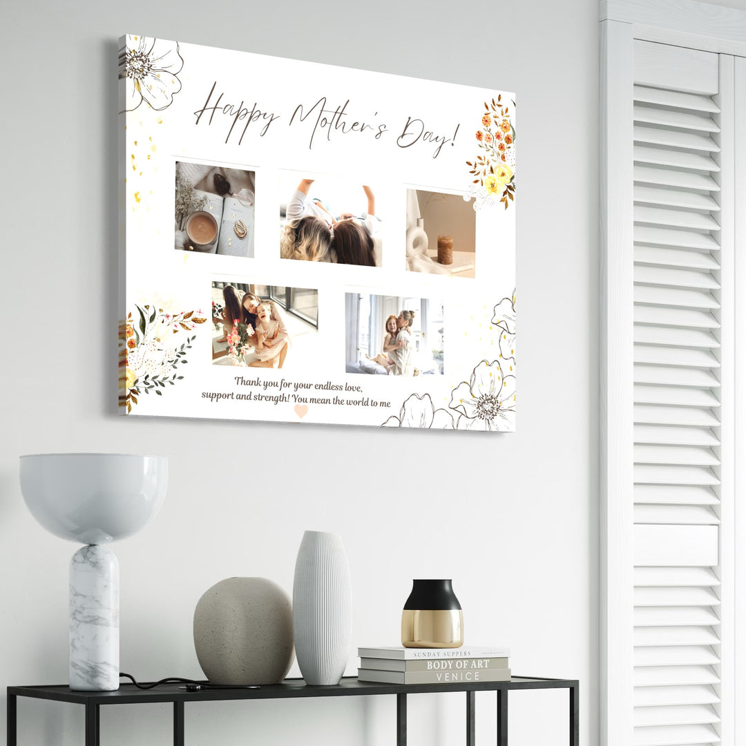 Tablou Canvas Personalizat cu 5 Poze Pentru Mama "Happy Mother's Day", PS141