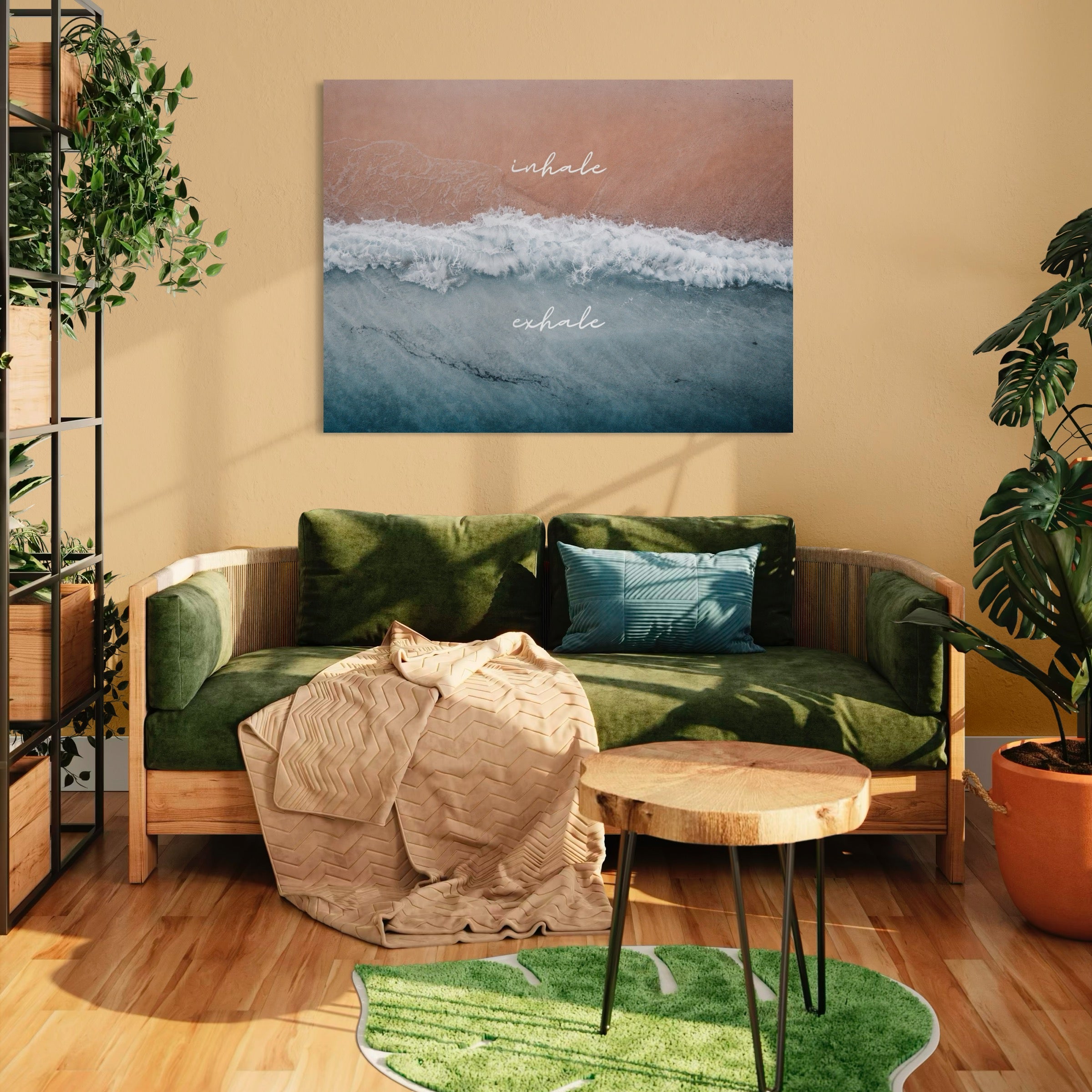 Leinwand Wandkunst Canvas Premium, LuxCanva® Q1050, Inland Horizont, Strand, Wasser, Sand, Entspannung, Harmonie, Wellen, Frieden, Meditation, Büro, Schlafzimmer