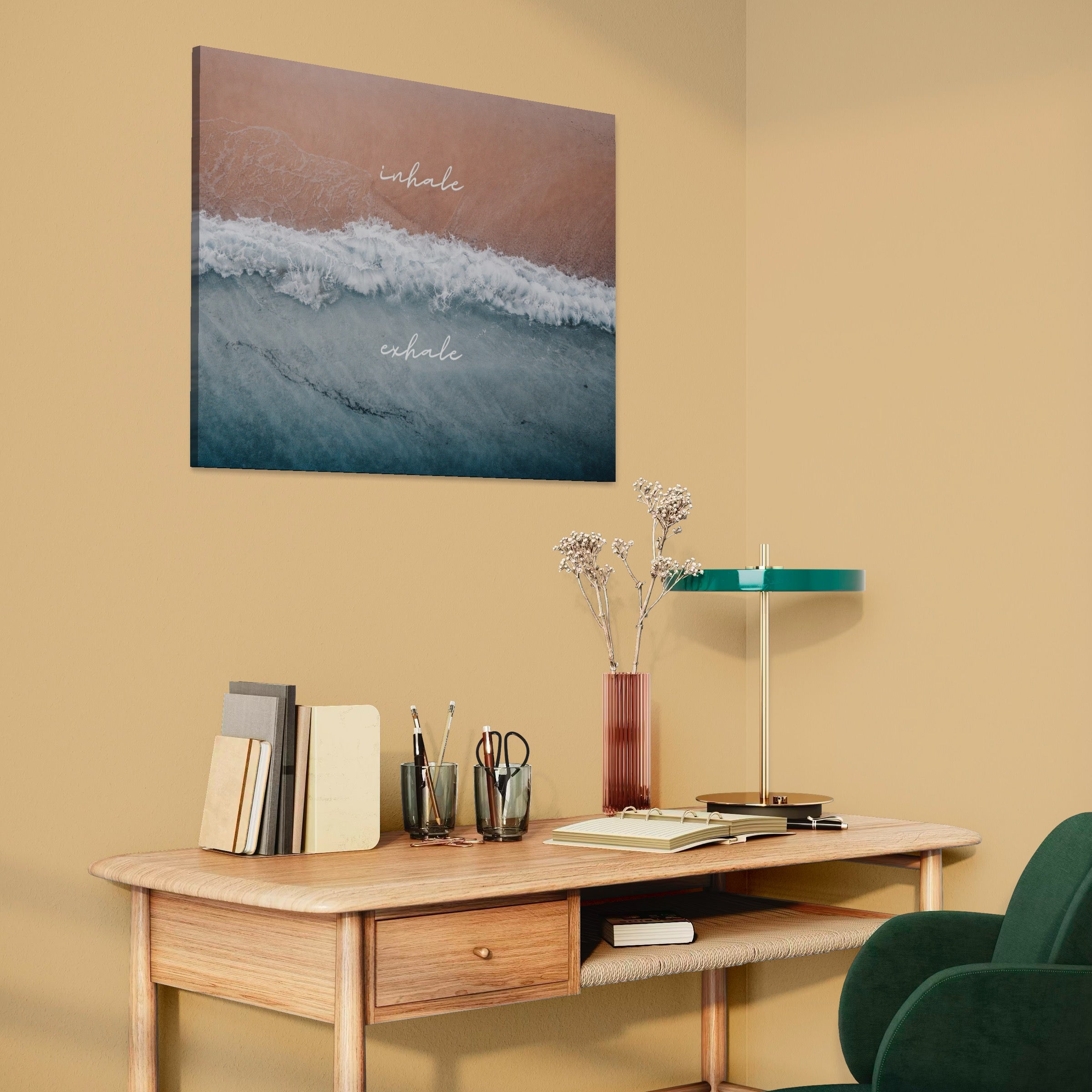 Leinwand Wandkunst Canvas Premium, LuxCanva® Q1050, Inland Horizont, Strand, Wasser, Sand, Entspannung, Harmonie, Wellen, Frieden, Meditation, Büro, Schlafzimmer