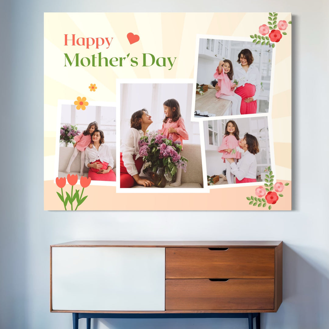 Personalisierte Leinwand Leinwandbilder mit 4 Bildern für Mama "Happy Mother's Day", PS142