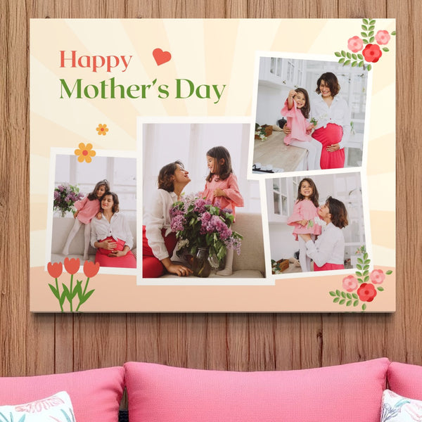 Personalisierte Leinwand Leinwandbilder mit 4 Bildern für Mama "Happy Mother's Day", PS142