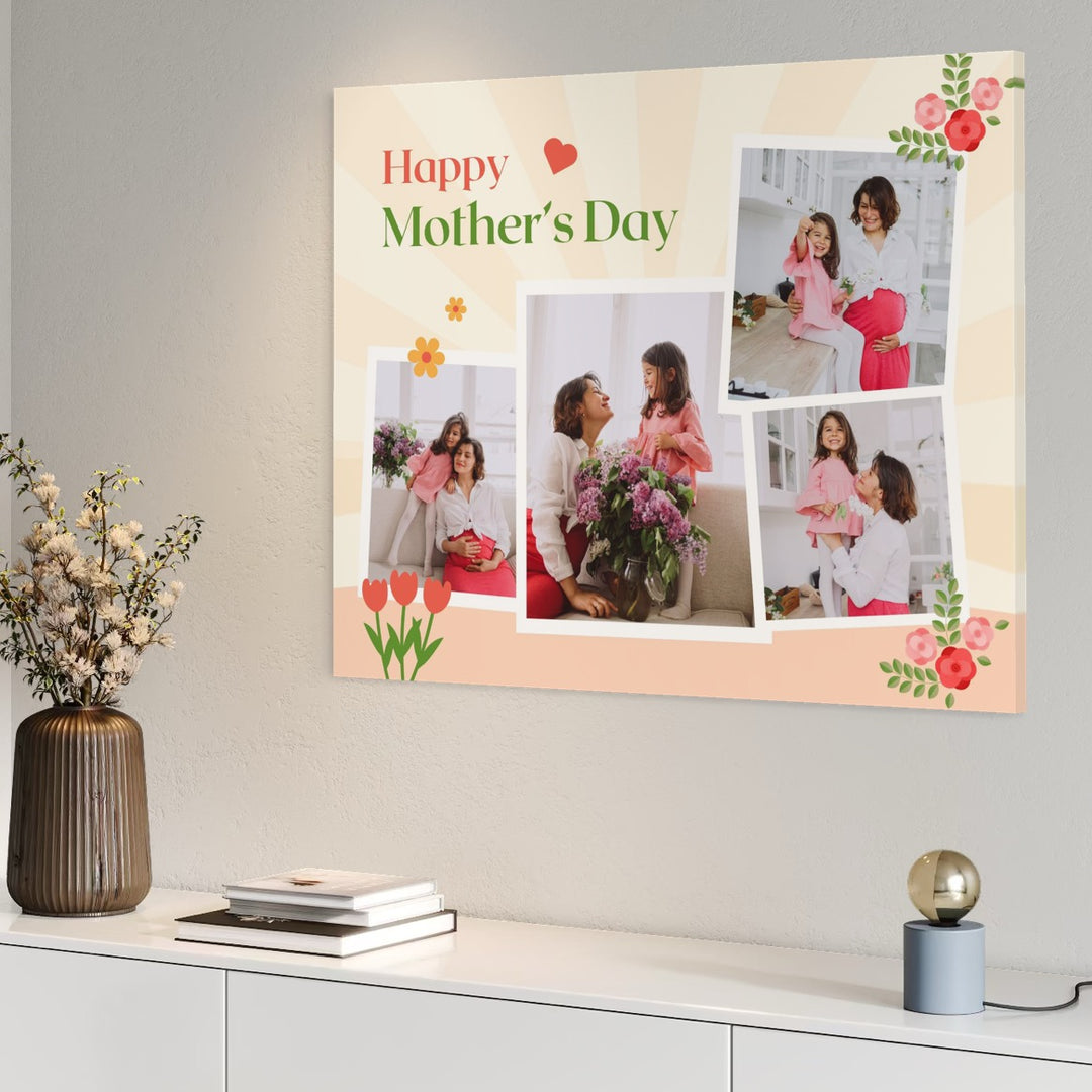 Personalisierte Leinwand Leinwandbilder mit 4 Bildern für Mama "Happy Mother's Day", PS142