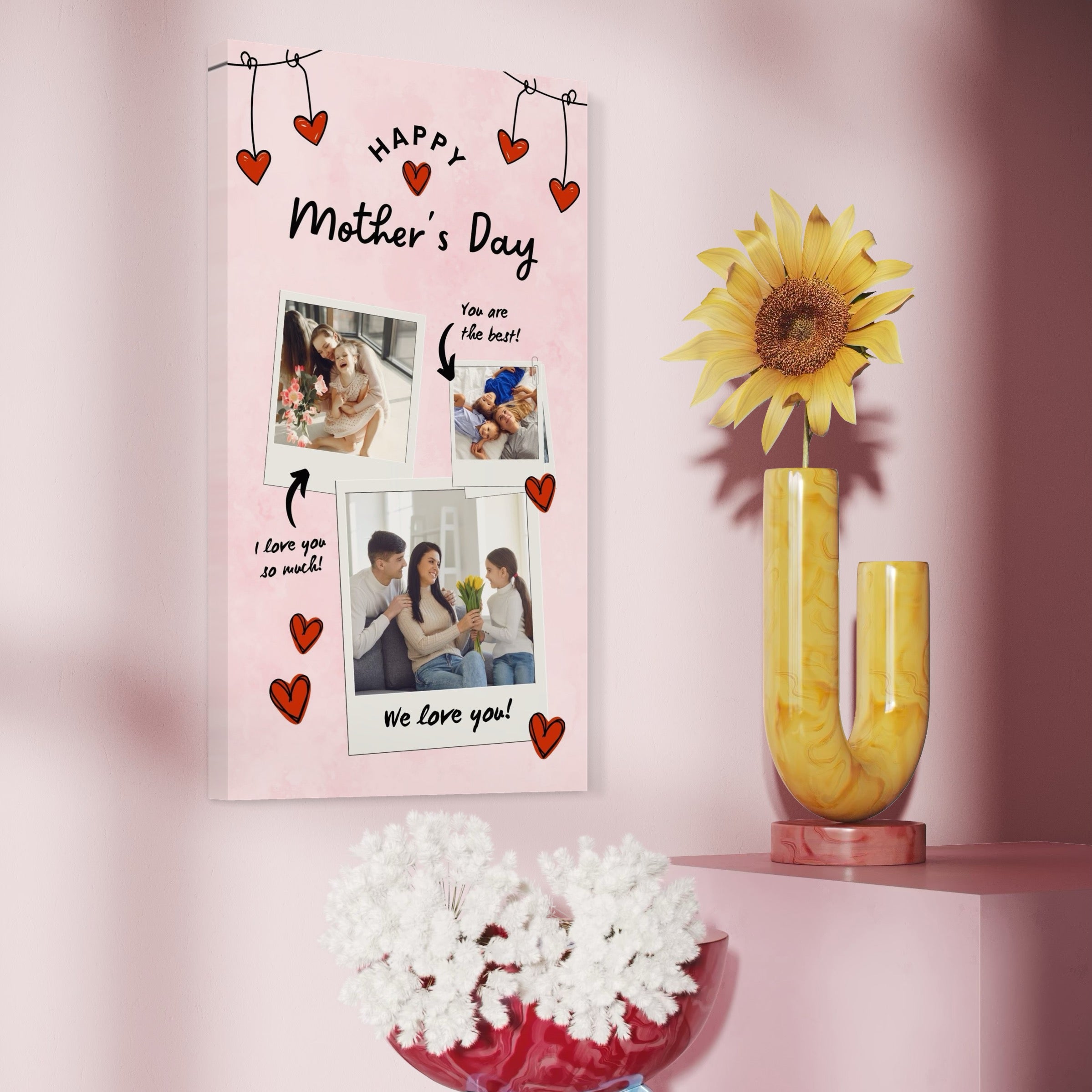 Tablou Canvas Personalizat cu 3 Poze Pentru Mama 