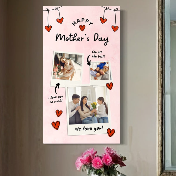 Personalisierte Leinwand Leinwandbild mit 3 Bilder für Mama "Happy Mother's Day", PS144
