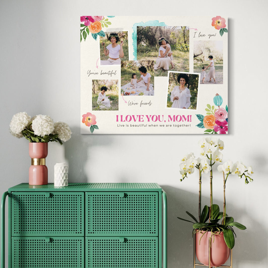 Personalisierte Leinwandbilder mit 6 Fotos für Mama "Ich liebe dich, Mama", PS145