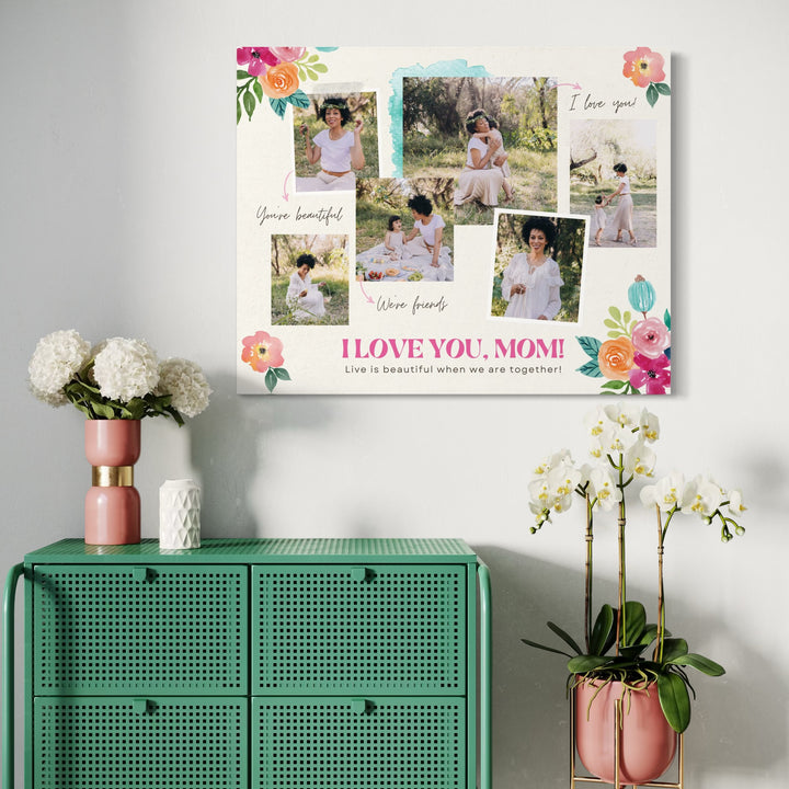 Personalisierte Leinwandbilder mit 6 Fotos für Mama "Ich liebe dich, Mama", PS145