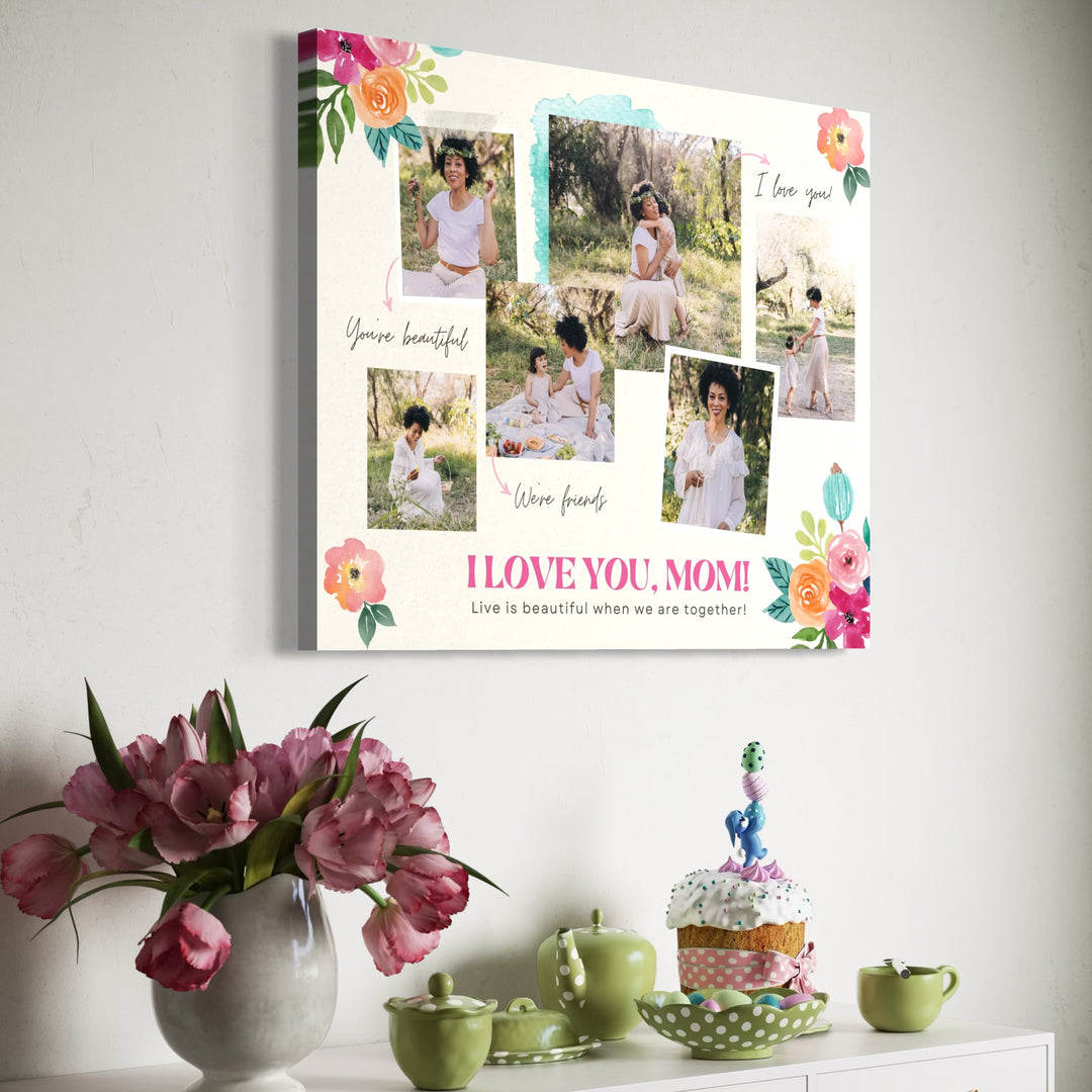 Personalisierte Leinwandbilder mit 6 Fotos für Mama "Ich liebe dich, Mama", PS145