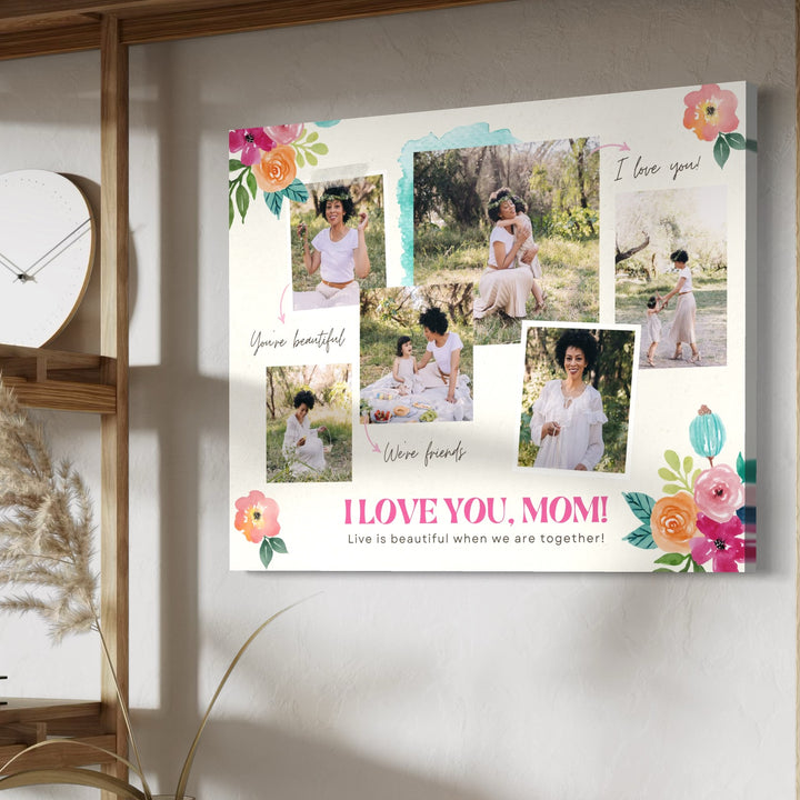Personalisierte Leinwandbilder mit 6 Fotos für Mama "Ich liebe dich, Mama", PS145
