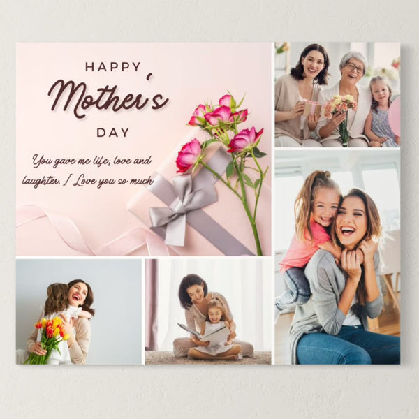 Personalisiertes Leinwandbild mit 4 Bildern für Mama "Happy Mother's Day", PS146