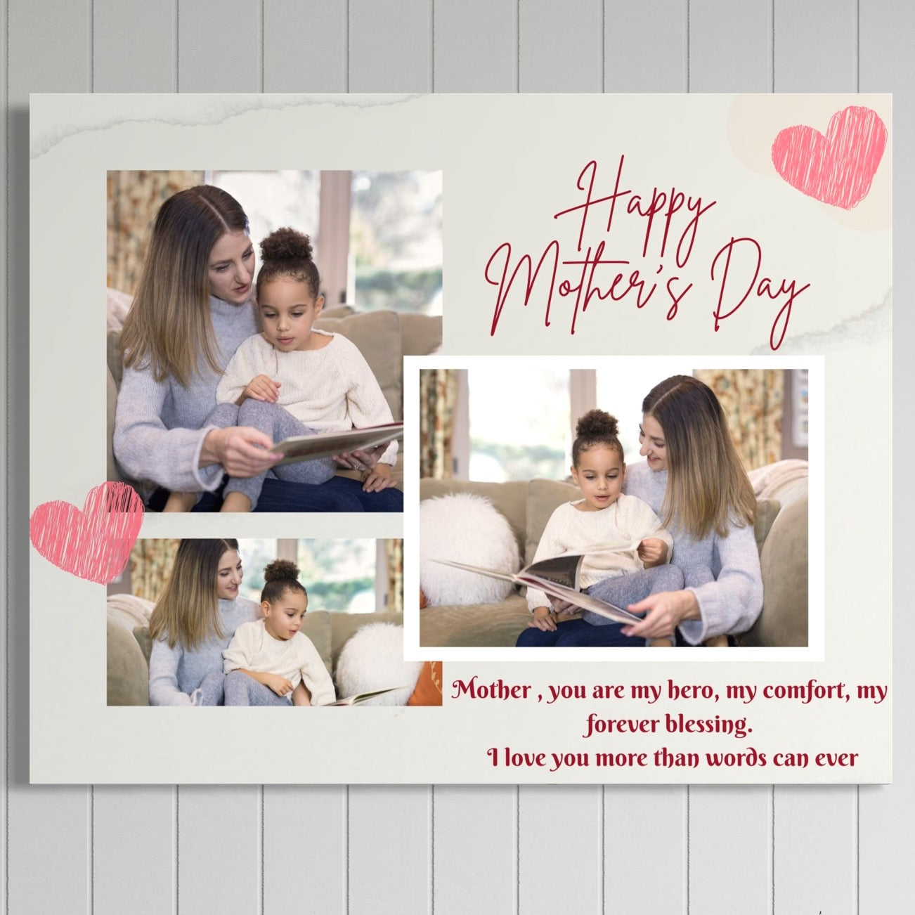 Tablou Canvas Personalizat cu 3 Poze Pentru Mama 